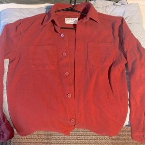 Red fisherman style cardigan